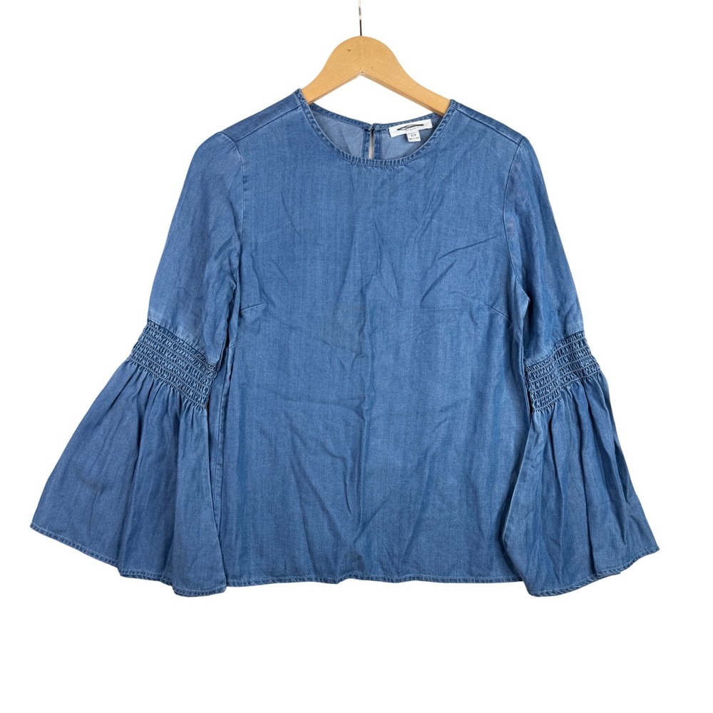Beach Lunch Lounge Chambray Long Bell Sleeves size Small Blue